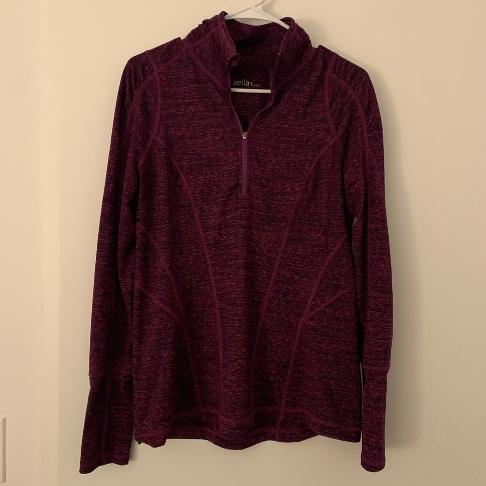 zella heathered purple quarter zip